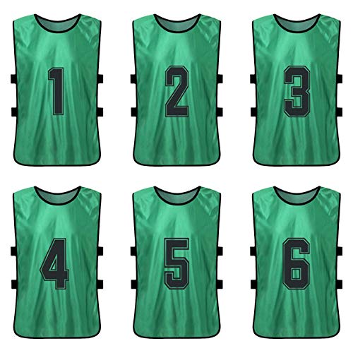 6 unidades de camisetas de fútbol para adultos y jóvenes, de secado rápido, camisetas deportivas de entrenamiento numérico, chaleco de práctica