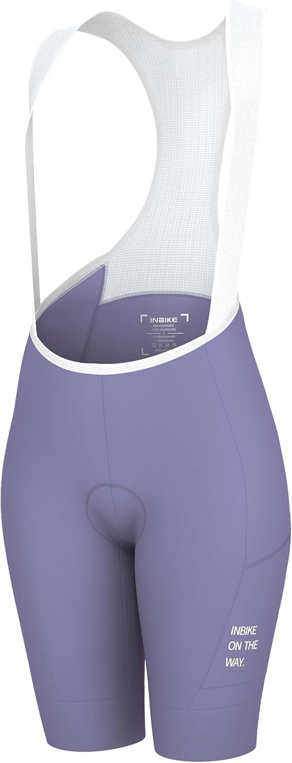 INBIKE Padded Cycling Bibs Women Bike Shorts with Pocket Biking Bibs for Spinning Road Bike MTB