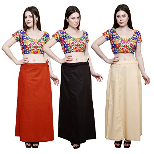 Image of Pistaa combo of 3 Women's Cotton Best Indian Readymade Inskirt Saree petticoats
