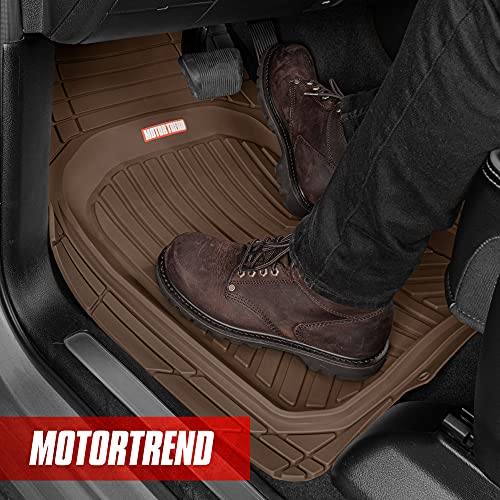 Image of Motor Trend FlexToughXL DeepDish Floor Mats for Cars, Full Set All-Weather Rubber Automotive Floor Mats Waterproof Heavy Duty Car Mats Flexible Floor Liners for Car Truck Van SUV Car Floor Mat (Brown)