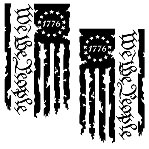 We The People Betsy Ross Flag 1776 Distressed American USA US Flag Truck Tailgate Vinyl Decal - 2 Pack - Stickers Preamble of The US Constitution fits Most Pickup Trucks (10