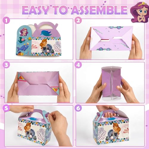 Image of WP WANNA PARTY 10 Pack Mermaid Party Favor Treat Boxes - Mermaid Paper Gift Boxes Small Candy Snack Goodie Bags for Kids Summer Party Purple Blue Gift Wrapping Box for Birthday Holiday Baby Shower