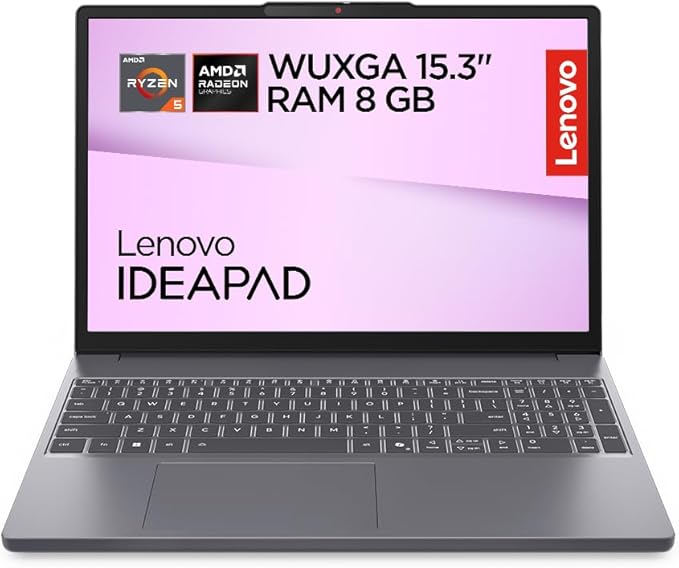 Lenovo IdeaPad Slim 3 Notebook 15.3'' IPS WUXGA (1920x1200), AMD Ryzen 5 150, RAM 8GB, 512GB SSD, Windows 11 Home, WiFi 6 - Luna Grey
