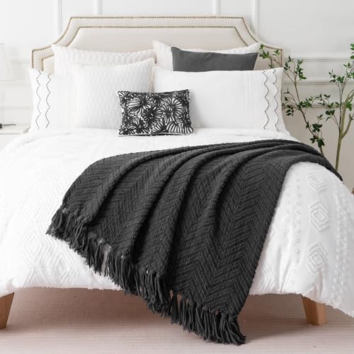 Image of BATTILO HOME Dark Grey Throw Blanket for Couch, 60 inchx80 inch