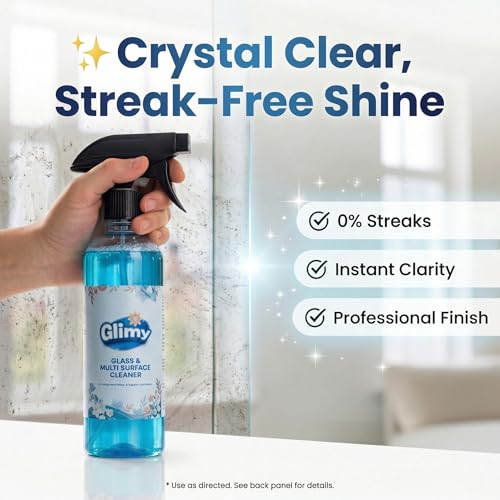 Image of GLIMY Glass & Multi-Surface Cleaner Spray Pack of 2 x 500 ml | Cherry Blossom Fragrance for Fresh & Pleasant | Crystal Clear Finish, Easy Wipe Cleaning, Streak-Free Shine No Smudges | Fast-Dry Formula