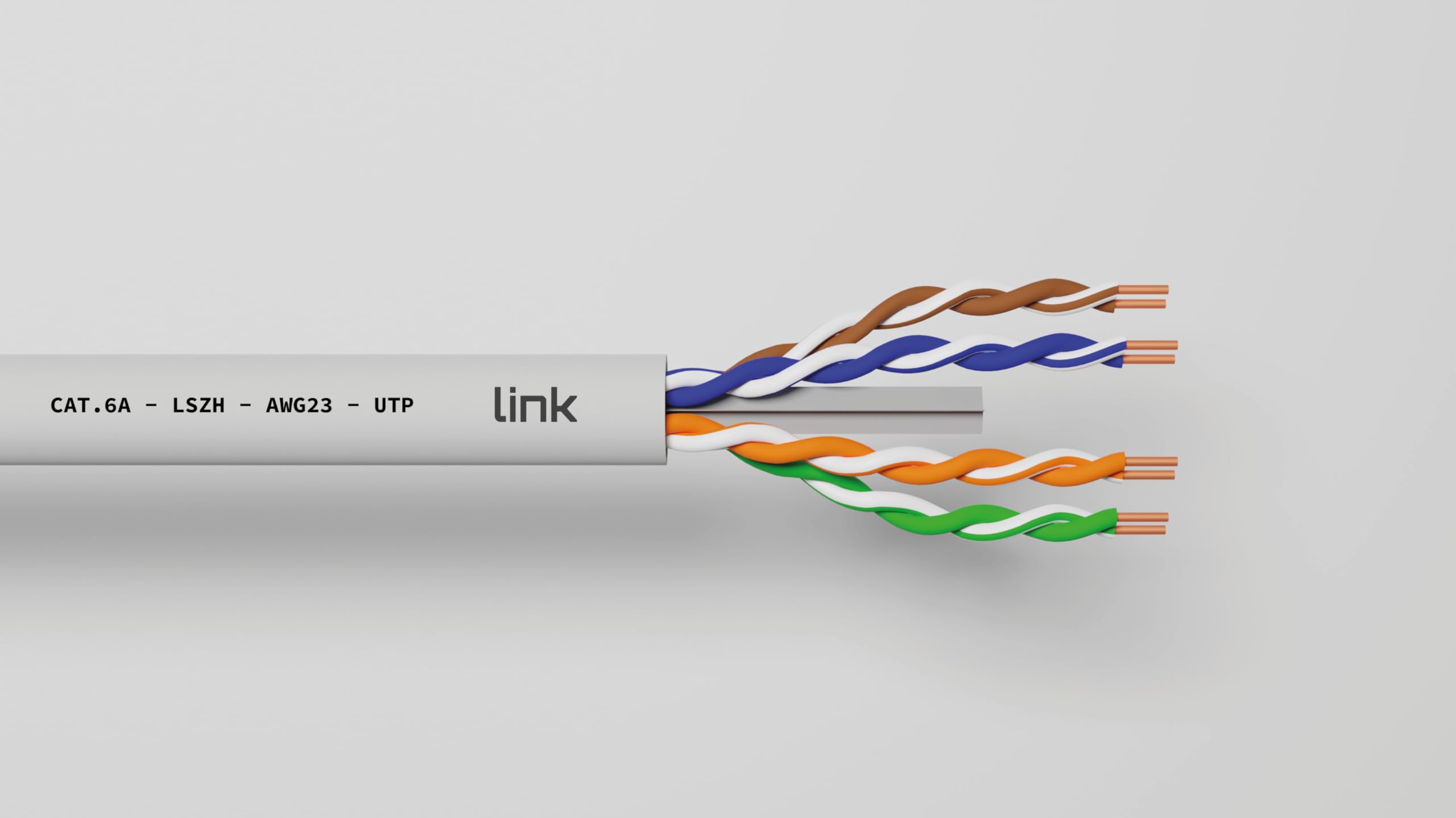 LINK LK305U6AC - Cavo di rete categoria 6A U/UTP LSZH (305 m, grigio) – Conduttori solidi in rame AWG23 a 8 fili – Classe CPR Cca S1a d0 a1 per installazioni a rischio medio-alto