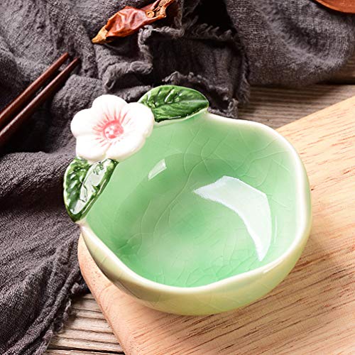 Hemoton 1 par de tigelas de cerâmica para molhos, pratos de tempero, flor de ameixa, para servir, pr