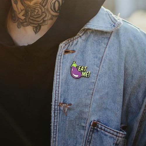Image of Eat Me Eggplant Emoji Funny Hard Enamel Really Good Pins
