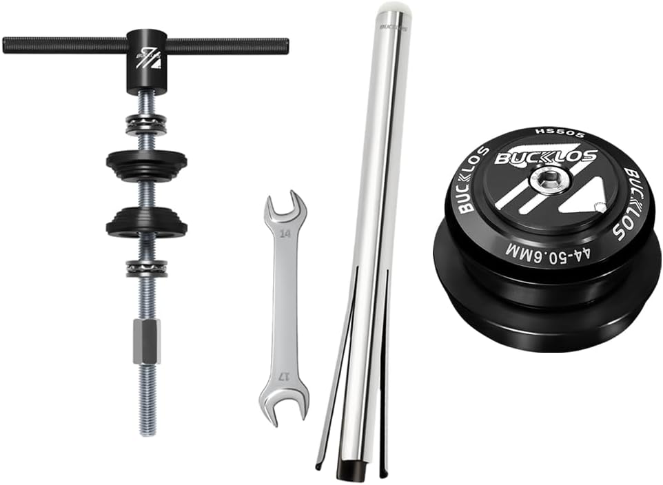BUCKLOS Bike Headset,Bottom Bracket, Bearing Press-in Tool & Headset Cup Removal Tool Head Parts Remover for -1/8, 1-1/4, 1-1/2 inch for Repair & 1-1/8 Bike Headset Threadless 44-50.6mm Black