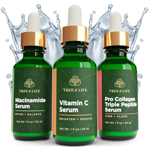 Image of Tree of Life Face Serum Skin Care Set, Vit C, Niacinamide & Peptides Serum