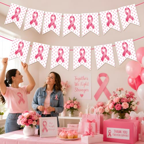 Image of Breast Cancer Decorations - Pink Ribbon Breast Cancer Awareness Banner