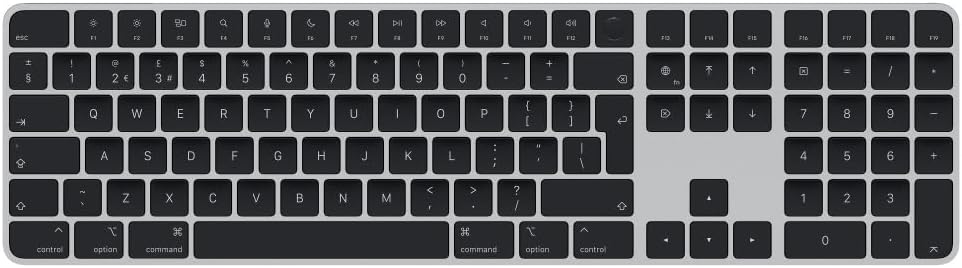Apple Magic Keyboard with Touch ID and Numeric Keypad: Wireless, Bluetooth, Rechargeable. Works with Mac Computers with Apple Silicon; British English - Black Keys