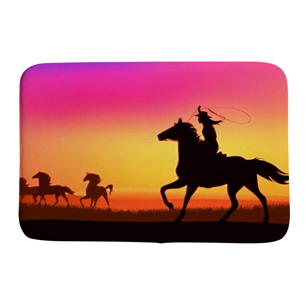 Tapis de cuisine et salon chevaux sauvages en polaire douce pour decoration western