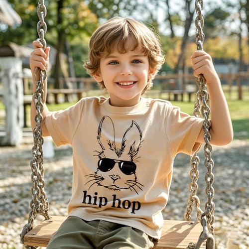 Easter T-Shirts Baby Boys Girls Short Sleeve Shirts Toddler Hip Hop Bunny Egg Tractor Graphic Tees Tops 2-7 Years2