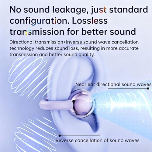 Image of Nyxo Open Ear Wireless Earbuds, Bluetooth 5.4 Air Conduction Headphones with Noise Cancellation Clip Desig, 360 Stereo Sound, Bluetooth Earphones Wireless for Sports, Office and Daily Use(Purple)