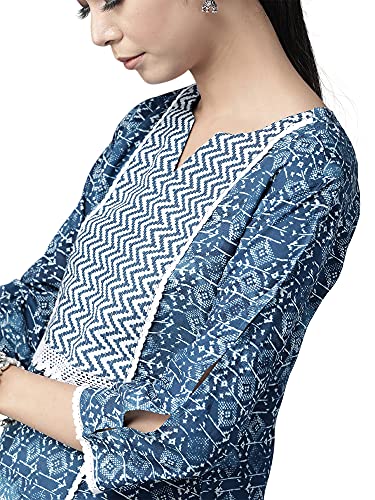 Image of INDO ERA Women's Cotton Straight Fit Printed Calf Length Straight Kurta(KT0NB2169)