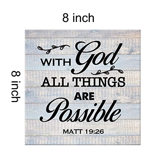 Lameila Religious Sign Wall Art Prints Canvas Painting Rustic With God All Things Are Possible Scripture Print Inspirational Christian Home Decor 8" X 8" #TOP1