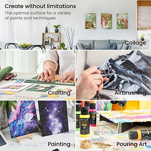 Arteza Canvas Board, Pack of 14, 27.9 x 35.6 cm, 8-oz Gesso Primed 100% Cotton Canvas Panels, Canvases for Acrylic Painting and Pouring