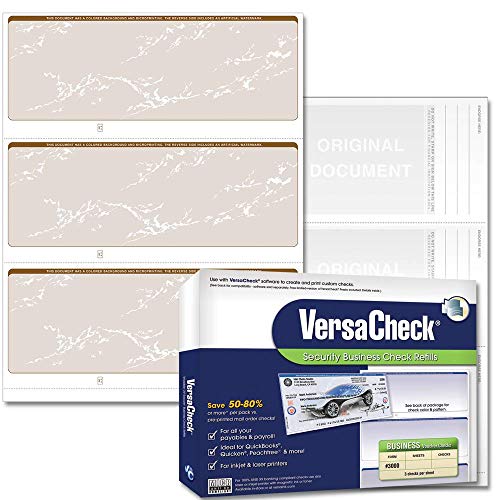 VersaCheck Secure Checks - 750 Blank Business Checks - Tan Prestige - 250 Sheets Form #3000 - 3 Per Sheet