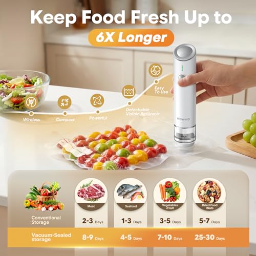 Image of Compact Handheld Vacuum Sealer for Food with 45 Reusable Vacuum Bags