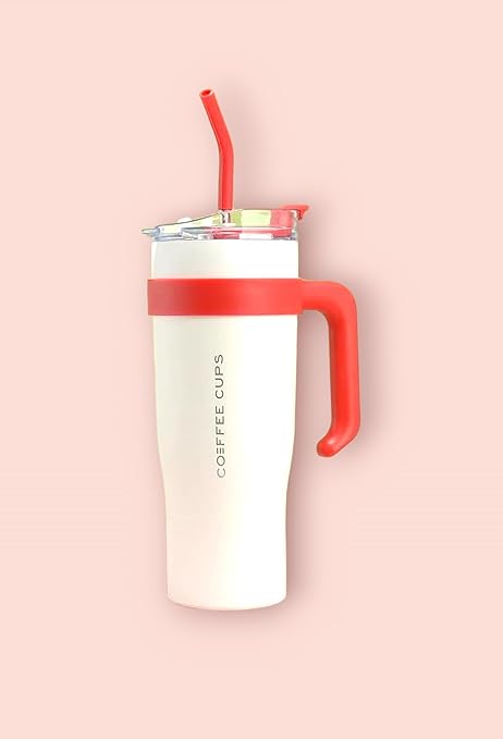 Tumbler with Lid and Straw, Insulated Stainless Steel Car Cup, Water Bottle Leakproof, Keeps Drinks Cold for 12 Hours Or Hot for 6 Hours Red