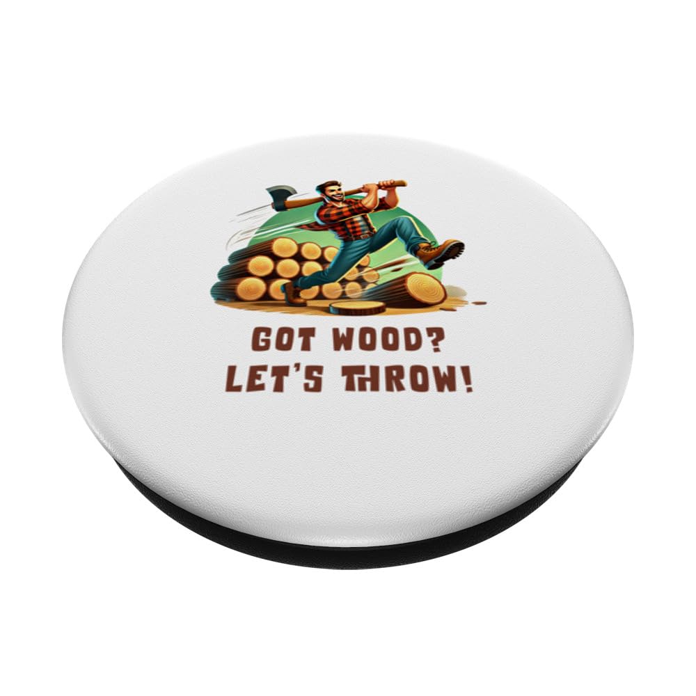 Axe Throwing Got Wood? Let's Throw! PopSockets Swappable PopGrip, Black - Image 2