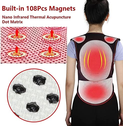 Posture Corrector Full Back Decompression Support Belt,108Pcs Magnets Self-Heating Lumbar Spine Shoulder Neck Support Belt Back Brace Physical Therapy Back Posture (Color : Black, Size : Medium) #TOP3