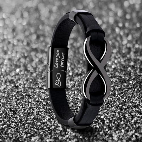 VGWON Mens Infinity Knot Bracelet, Christmas Gift for Him To My Man/Son/Dad Leather Bracelet I Love You Mens Bracelet Mens Birthday Gift Boyfriend Husband Couple3