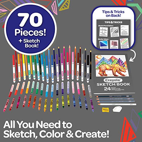 Crayola Sketch & Color (70Pcs), Art Kit, Includes Coloring Kit, Case & Sketch Book, Holiday Gifts For Kids, Ages 8+ #TOP1