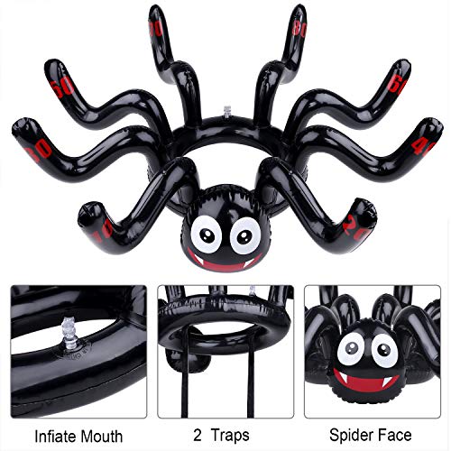 TEPSMIGO Halloween Ring Toss Game Toys 2 Set Inflatable Spiders Costume Witch’s Hat Spider Ring Toss Game, Perfect for Halloween Celebration Carnival School Party Event Decoration Outdoor Indoor