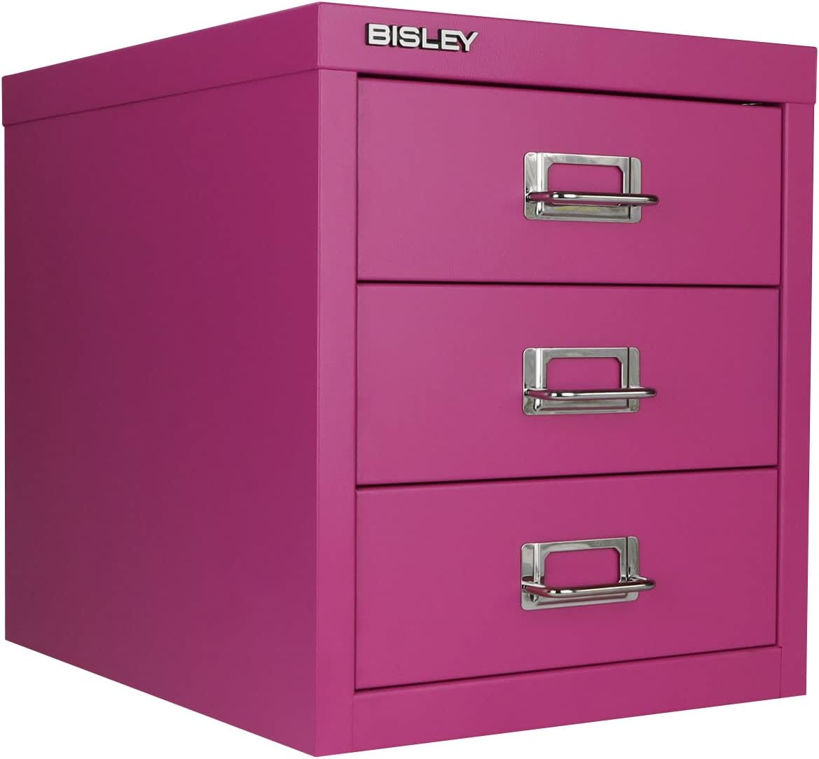 Bisley 10-Drawer Steel MultiDrawer Cabinet - Anthracite Grey, Chrome Pull Handles with Label Holders, Powder-Coated Steel, Removable Drawers, Fits Under Most Desks, Labels Included