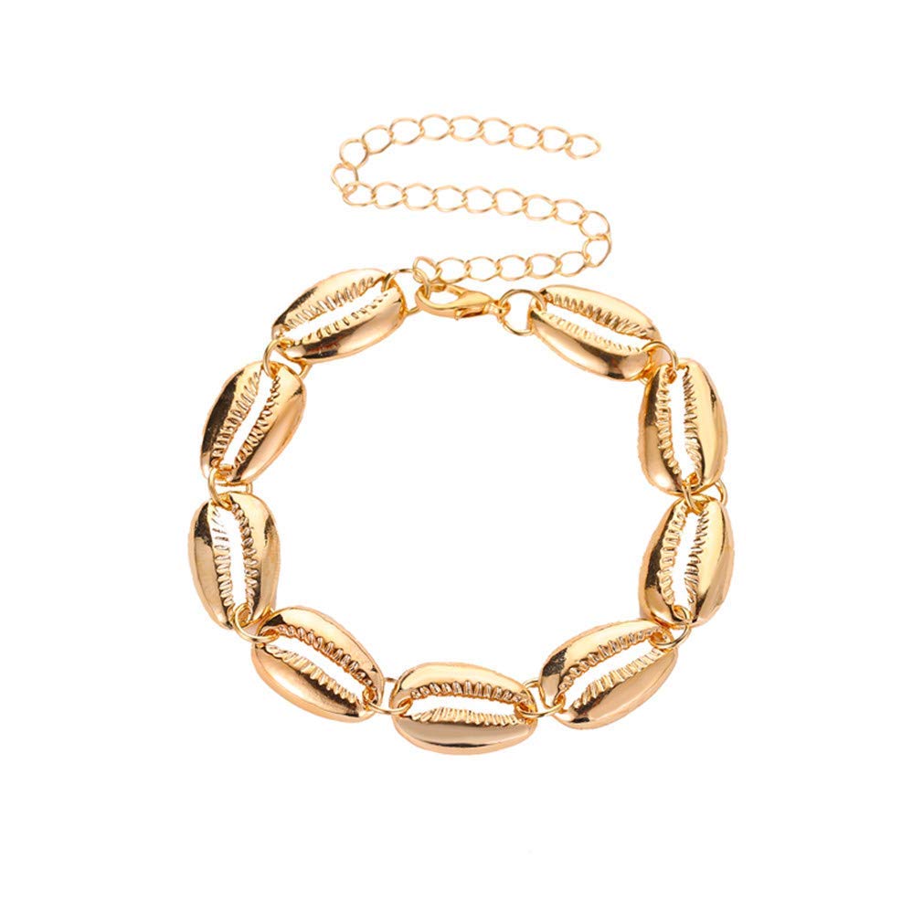 Tobillera de Playa, Cadena de Tobillera de Concha, Pulsera Ajustable, joyería de Cadena de pie de Playa Bohemia de Verano, Oro Duradero y práctico