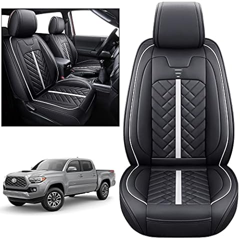 Tomatoman Toyota Tacoma Seat Covers 2005-2022 2023 2024 2025 Truck Access Crew Double Cab TRD Offroad Limited SR5 V6 Pickup Car Cushions(2 PCS Front/Black-White) Cover