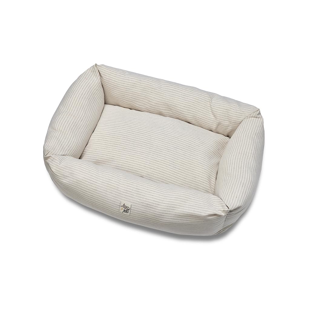 LEO & LUNA Divanetto DIVUR52 Cuccia per Cani e Gatti Collezione Urban Cotone Riga Stretta Beige - Disponibile in Taglie Multiple XS-XXL - Made in Italy (M)