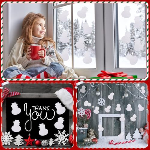 MixTeach 180 peças de recortes de boneco de neve de Natal, papel com glitter, formas de boneco de ne