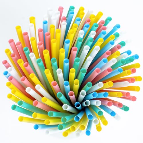 7.75" Biodegradable Plastic-Free Drinking Straws,Compostable Colorful Disposable Plant-Based Smoothie Straws 200pcs for Stylish Party Sturdy All Day Long