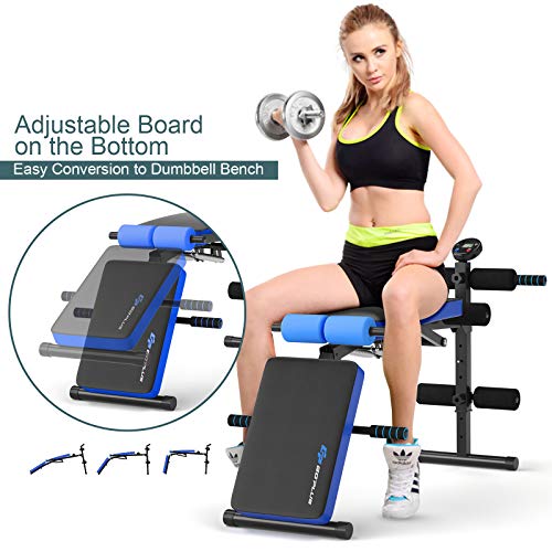 COSTWAY Sit Up Bench, Foldable Abdominal Training Workout Board with LCD Monitor and 5 Adjustable Positions, Flat Incline Decline Curved Benches for Home Office Gym - Image 6