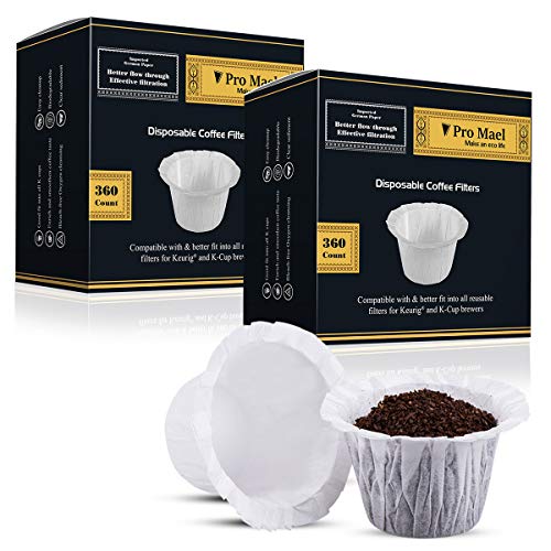 Pro Mael 720 Disposable K Cup Paper Filters for Keurig 1.0&2.0, White