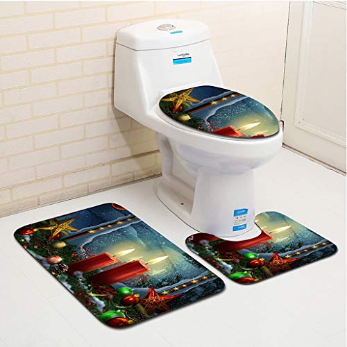 XUEPING Badematte Set Badematte + Untersatzmatte + WC-Sitzbezug Rutschfeste Badteppichmatte 16 3D-Muster (Farbe : M)