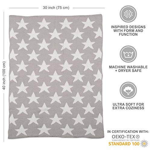 Living Textiles Grey Stars Chenille Soft Baby Blanket Reversible Premium Cozy Fabric For Best Comfort - For Infant,Toddler,Newborn,Nursery,Boy,Girl,Unisex,Throw,Crib,Stroller,Gift, Grey Stars 40X30 #TOP1