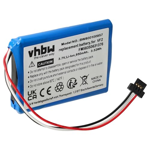 vhbw Batterie Compatible avec Tomtom Start 50, Go Live 825 Europe GPS, Appareil de Navigation (950mAh, 3,7V, Li-ION)
