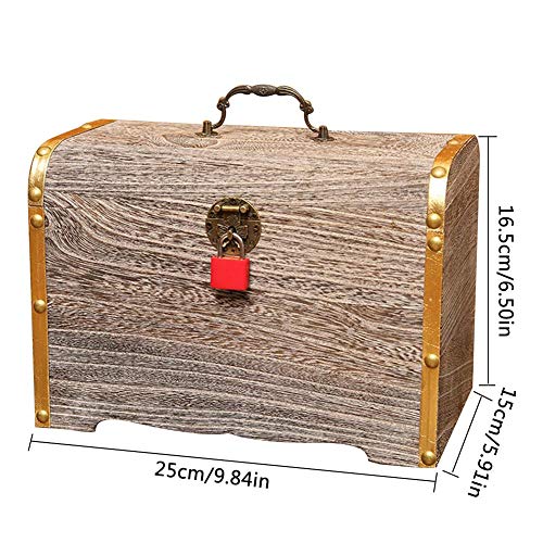 Piggy Bank, Pirate Treasure Children Piggy Bank Caja De Almacenamiento De Organizador Retro De Madera Maciza Caja De Regalo para Cofre del Tesoro De Joyería, Szseven