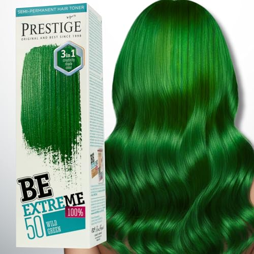 Vip's Prestige Be Extreme | Semipermanenter Haartonisierer 50 Wildes Grün | Reines Pigment | Verleiht gefärbten oder grauen Haaren Farbe | Temporäres Ergebnis | Ammoniakfrei, Parabenfrei, PPD-frei