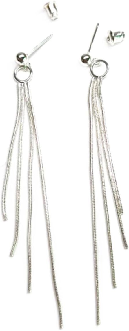 925 Sterling Silver Long Gold Dangle Earrings for Women, Tassel Threader Earrings, Elegant Sparkly Chandelier Drop Earrings, Dainty Dang