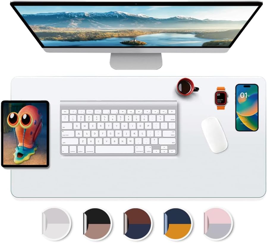 Office Desk Blotter Pad Clear Mats Table Protector PVC Writing Mat Plastic Desk Overlay for Laptop Computer Desktop Keyboard Pads Vinyl Wipeable Waterproof Home with Mouse Pad Mat Extra Large 24x48