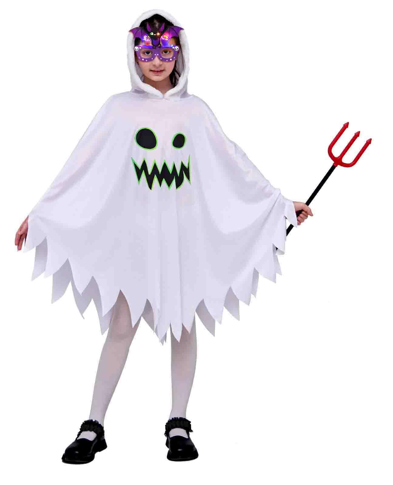 ZUCOS Niños Blanco Fantasma Capa Espeluznante Truco o Trato Disfraz de Halloween