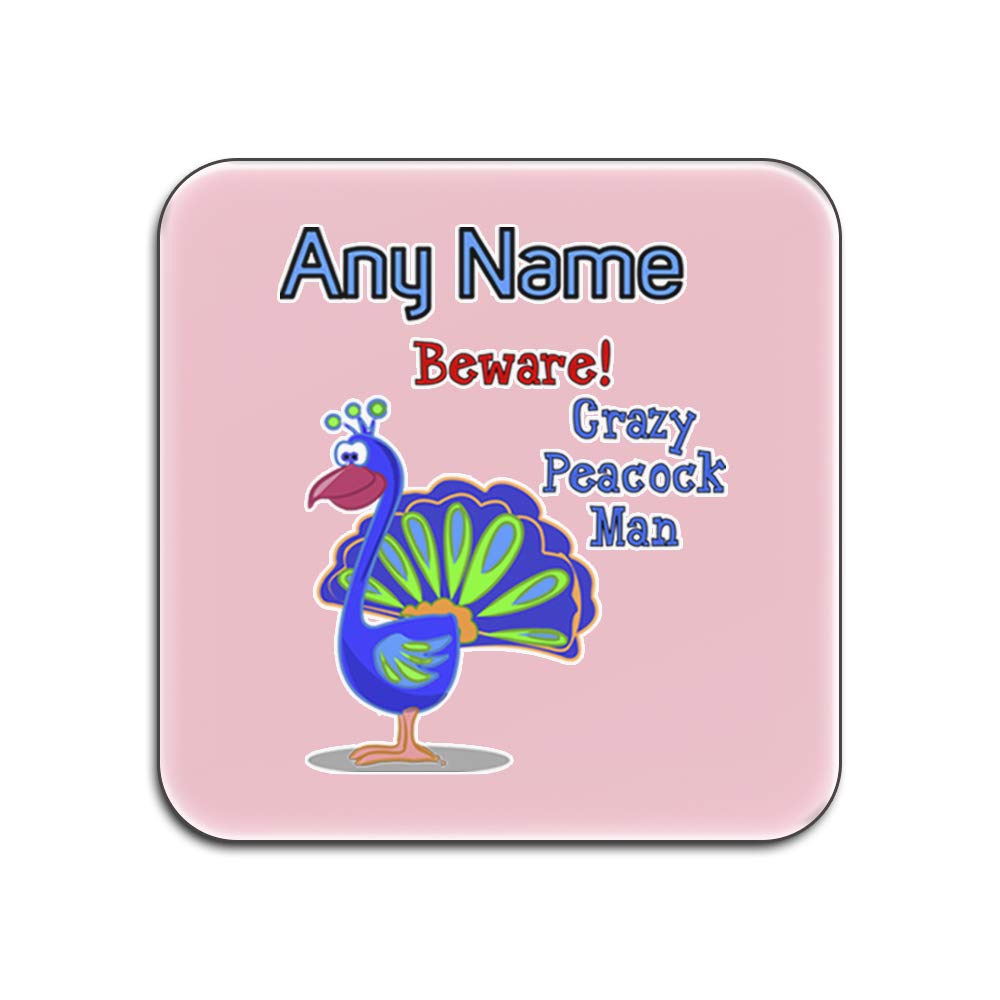 Sous-verres brillants rose motif paon Crazy Peacock Man pour table