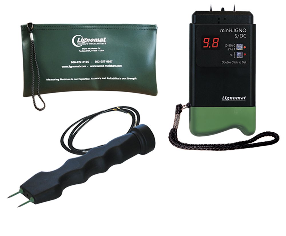 Mini-Ligno S/DC Moisture Meter for Moisture Monitoring in Roof Leaks, Windows, Wall Boards, Softwood, Hardwood - Humidity Detection Tool for in-House Leak Detection with 1-3 ft. Loop Cable