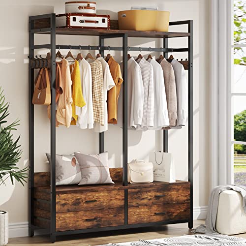 Image of Tribesigns Freestanding Closet Organizer, Garment Rack with 4 Drawers