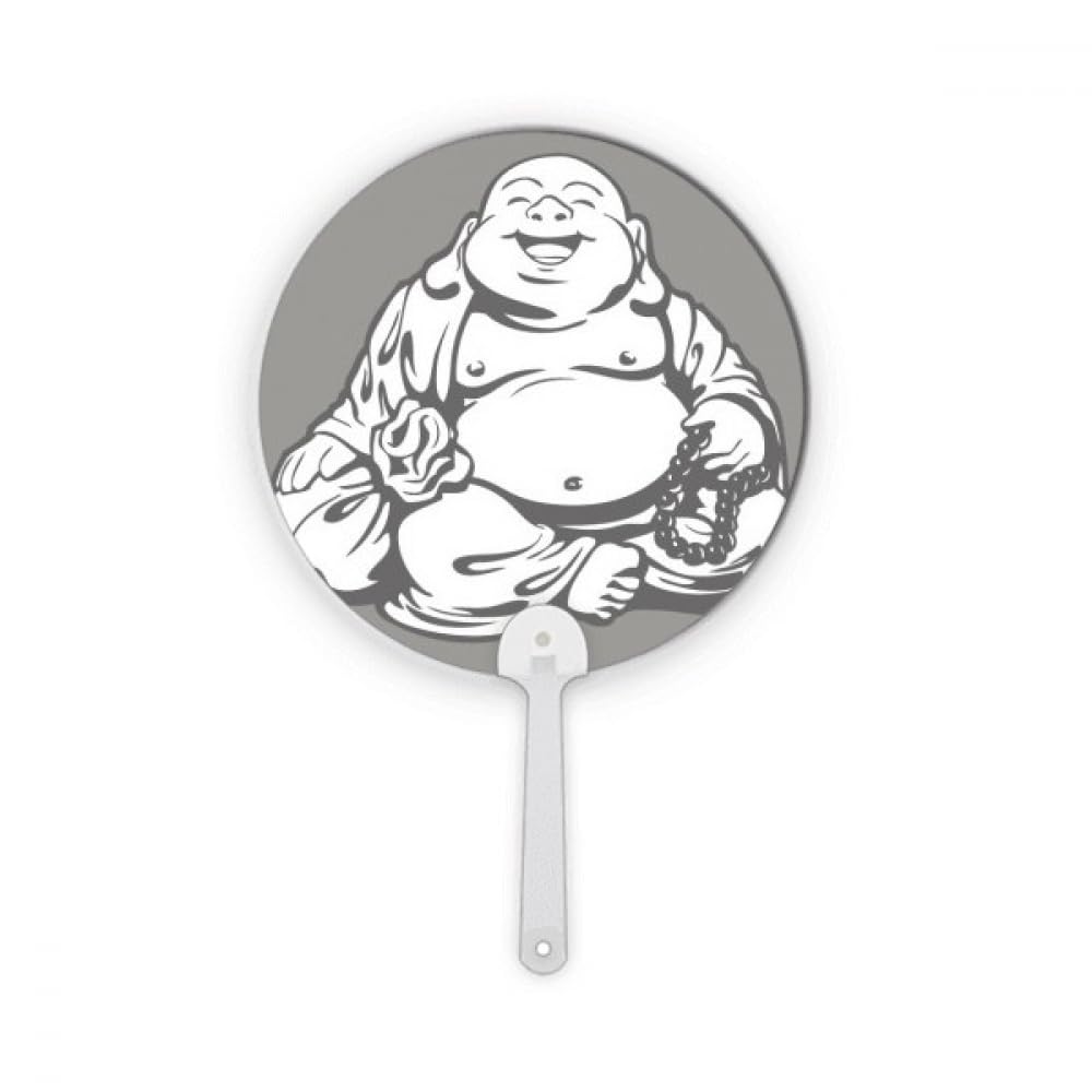 Éventail rond portable motif Maitreya dessin de lignes pour décoration et artisanat